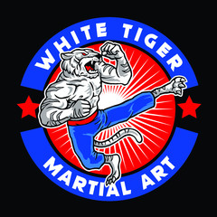 White Tiger Martial Art Mascot Logo