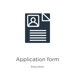 Application form icon vector. Trendy flat application form icon from education collection isolated on white background. Vector illustration can be used for web and mobile graphic design, logo, eps10