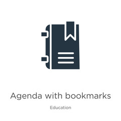 Agenda with bookmarks icon vector. Trendy flat agenda with bookmarks icon from education collection isolated on white background. Vector illustration can be used for web and mobile graphic design,