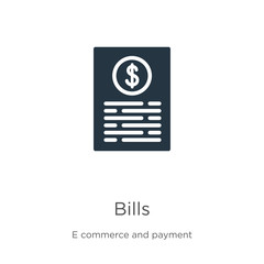 Bills icon vector. Trendy flat bills icon from e commerce and payment collection isolated on white background. Vector illustration can be used for web and mobile graphic design, logo, eps10