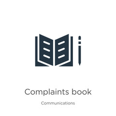 Complaints book icon vector. Trendy flat complaints book icon from communications collection isolated on white background. Vector illustration can be used for web and mobile graphic design, logo,