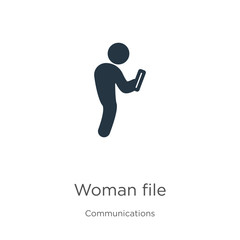 Woman file icon vector. Trendy flat woman file icon from communications collection isolated on white background. Vector illustration can be used for web and mobile graphic design, logo, eps10