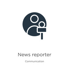 News reporter icon vector. Trendy flat news reporter icon from communication collection isolated on white background. Vector illustration can be used for web and mobile graphic design, logo, eps10