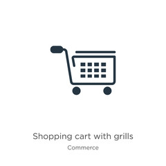Shopping cart with grills icon vector. Trendy flat shopping cart with grills icon from commerce collection isolated on white background. Vector illustration can be used for web and mobile graphic