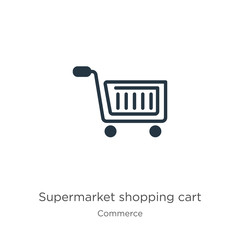 Supermarket shopping cart icon vector. Trendy flat supermarket shopping cart icon from commerce collection isolated on white background. Vector illustration can be used for web and mobile graphic