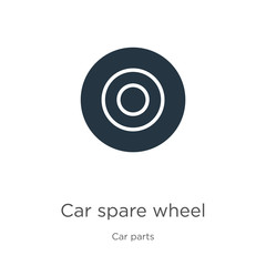 Car spare wheel icon vector. Trendy flat car spare wheel icon from car parts collection isolated on white background. Vector illustration can be used for web and mobile graphic design, logo, eps10