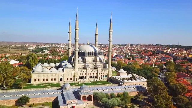 Selimiye Mosque, aerial view, drone shot, Edirne