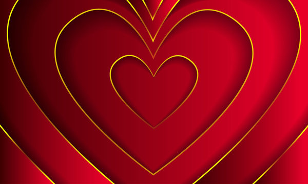 Luxury gold and red Valentine's day with heart background
