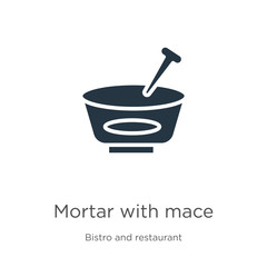 Mortar with mace icon vector. Trendy flat mortar with mace icon from bistro and restaurant collection isolated on white background. Vector illustration can be used for web and mobile graphic design,