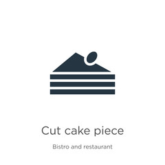 Fototapeta premium Cut cake piece icon vector. Trendy flat cut cake piece icon from bistro and restaurant collection isolated on white background. Vector illustration can be used for web and mobile graphic design, logo,