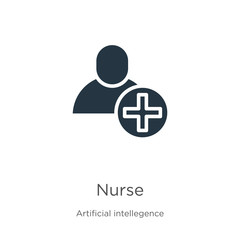 Obraz premium Nurse icon vector. Trendy flat nurse icon from artificial intelligence collection isolated on white background. Vector illustration can be used for web and mobile graphic design, logo, eps10