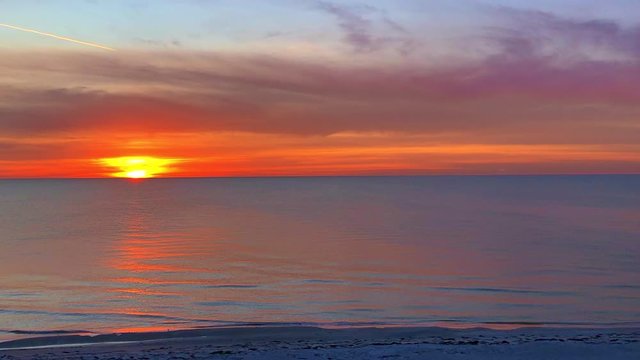 Pink Purple Golden Sunset Sky Ocean Waves Horizon