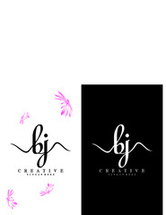 creative handwriting bj/jb letter logo design vector