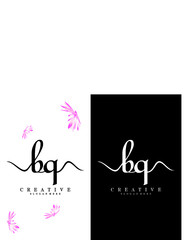 creative handwriting bq/qb letter logo design vector