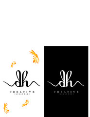 creative handwriting logo initial dh/hd vector