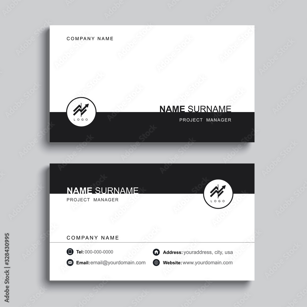 Wall mural minimal business card print template design. black color and simple clean layout.