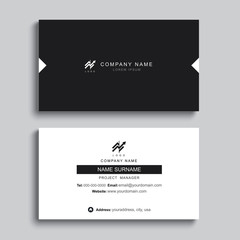 Naklejka na ściany i meble Minimal business card print template design. Black color and simple clean layout.
