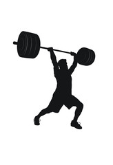 Split Jerk Olympic lifting weight training with barbell