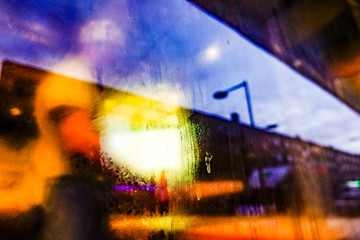 Stockholm, Sweden The window of a steamy pizzeria