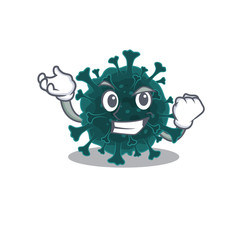 Coronavirus COVID 19 cartoon character style with happy face