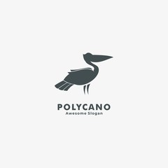 Vector Logo Illustration Pelican Silhouette Style.