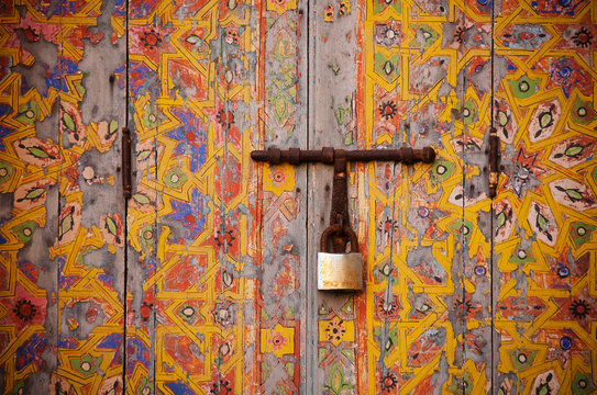 old wooden door handle, Marrakesh, Morocco