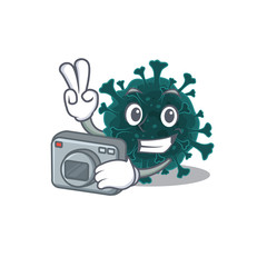 Coronavirus COVID 19 mascot design as a professional photographer with a camera