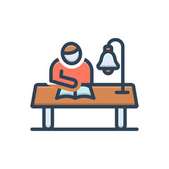 Color illustration icon for study