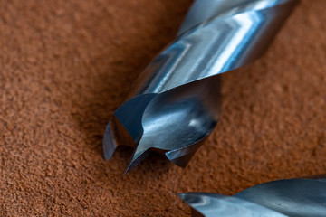 macro photo of spiral drill bits used for wood working