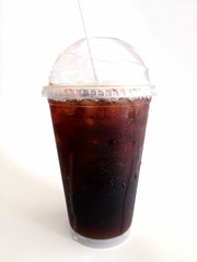 Americano iced coffee on a white background