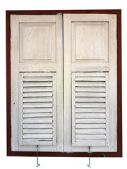 White antique window With ventilation light That can be opened on a white background