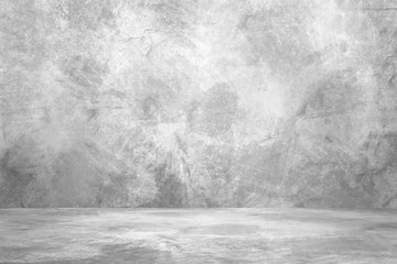 Concrete wall white grey color for background. Old grunge textures with scratches and cracks. White painted cement wall texture.