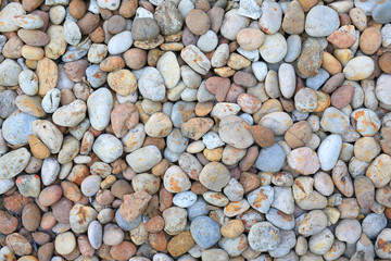 Color pebble stone on ground for texture background.