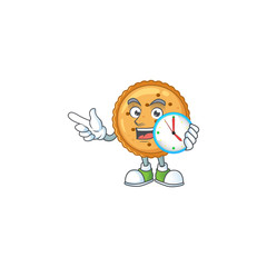 Peanut butter cookies cartoon character style with a clock