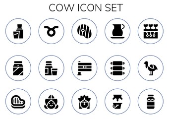 Modern Simple Set of cow Vector filled Icons
