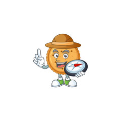 Obraz premium A peanut butter cookies explorer cartoon design having a compass