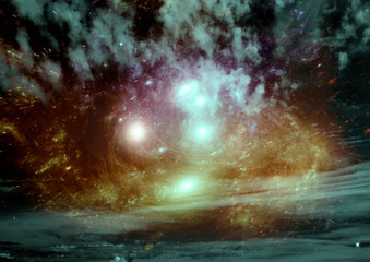galaxy in a free space. 3D rendering