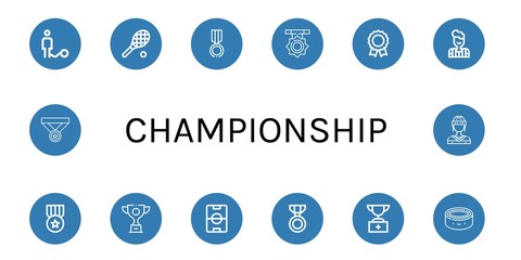 championship simple icons set