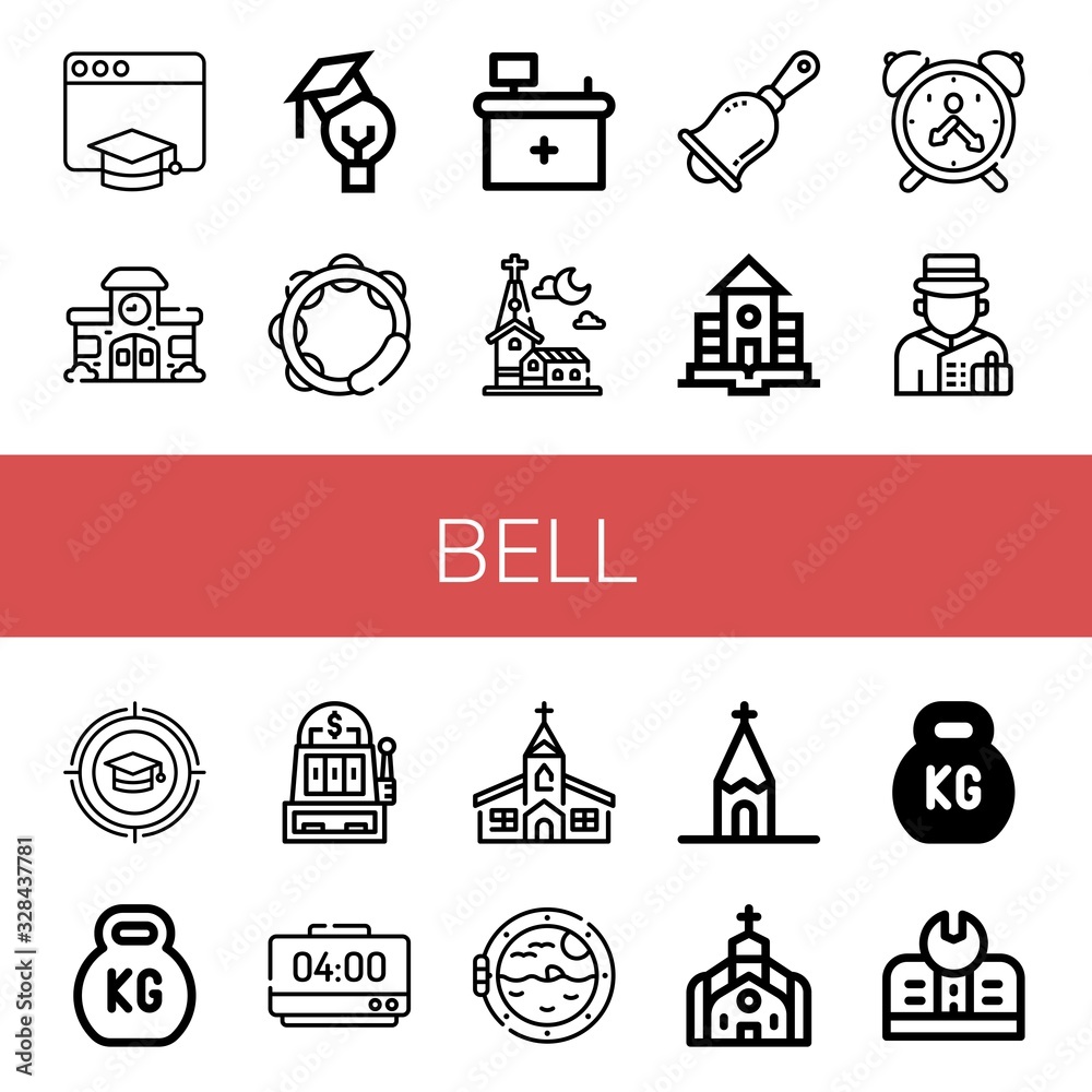 Sticker bell simple icons set