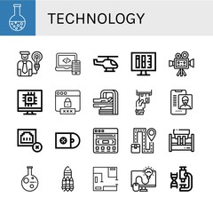 technology simple icons set