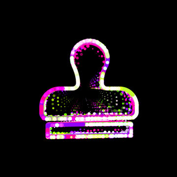 recommend clip art: Symbol stamp from multi-colored circles and stripes. UFO Green, Purple, Pink