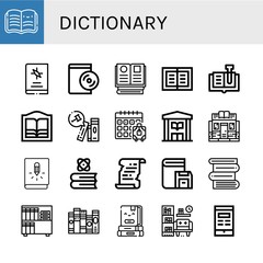 dictionary simple icons set