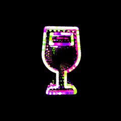 Symbol wine glass from multi-colored circles and stripes. UFO Green, Purple, Pink
