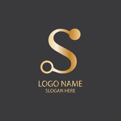 Letter S Logo Icon Design With Circuit Shape. Initial S luxury logo design with gold color for your business
