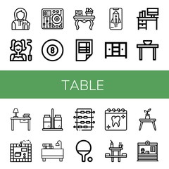 table simple icons set