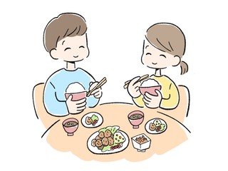 夫婦　長袖　2人　ごはん