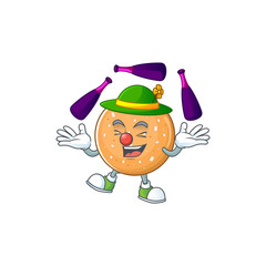 Smart sugar cookies cartoon character style playing Juggling