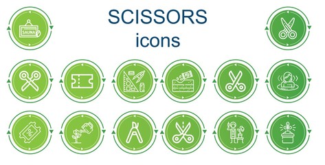 Editable 14 scissors icons for web and mobile
