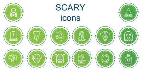 Editable 14 scary icons for web and mobile