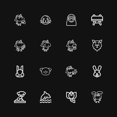 Editable 16 mammal icons for web and mobile